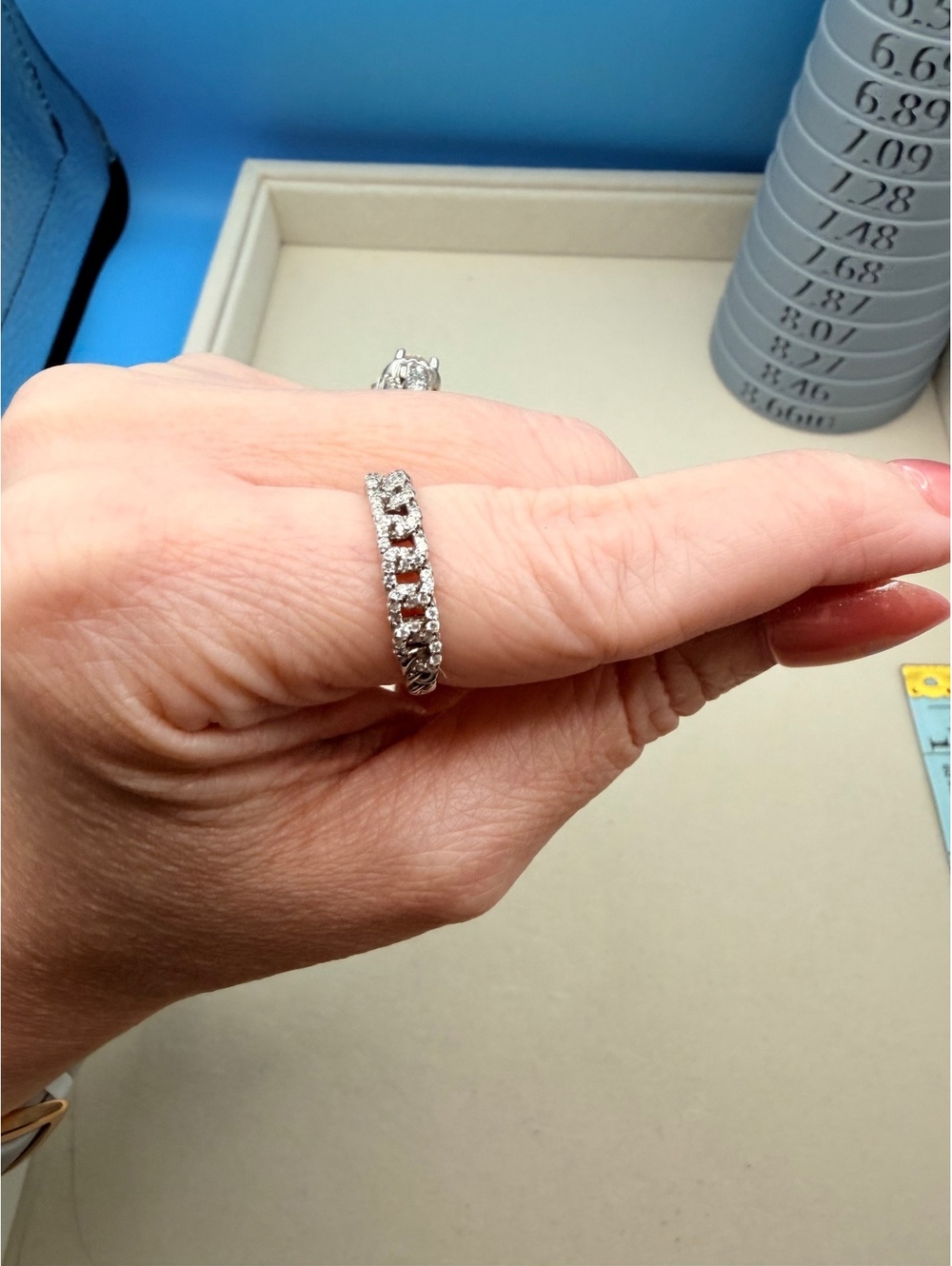 Sterling Silver Chain link eternity band 925 Ring Size 6
